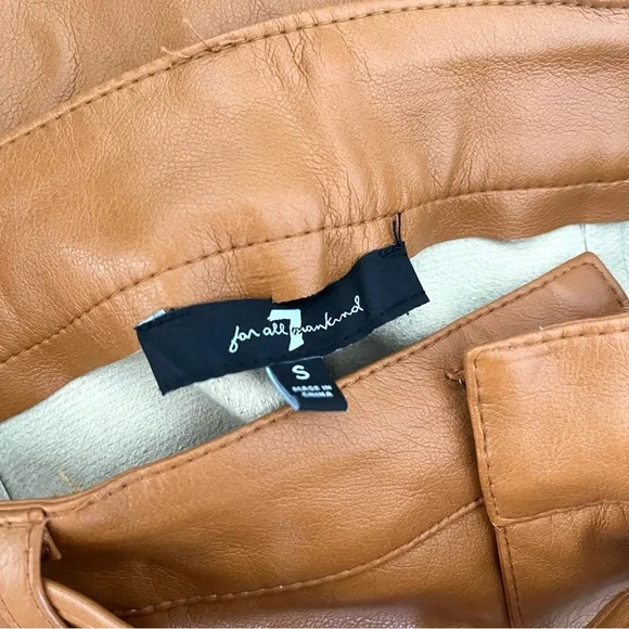 7 For All Mankind Faux Leather Wide Leg Pleated Pants Size Small - Picture 7 of 8